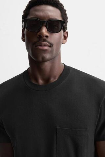 ZARA ФУТБОЛКА С КАРМАНОМ, ЧЕРНЫЙ