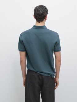 Massimo Dutti Поло из рельефного хлопка, бирюзовый