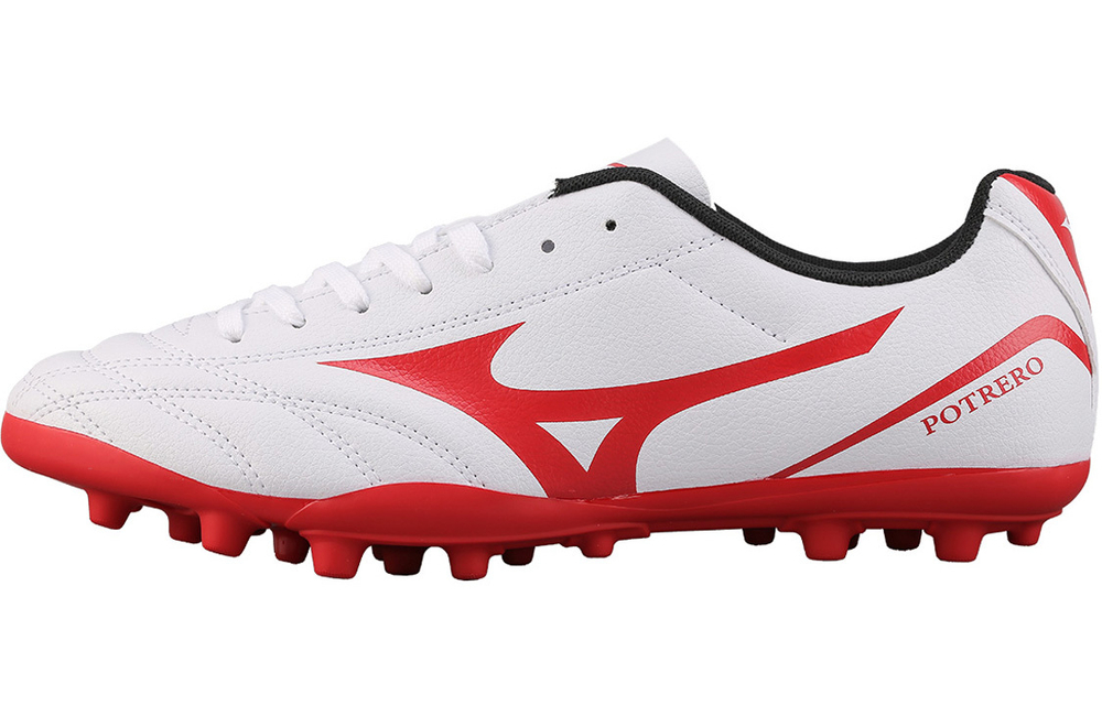 Mizuno Potrero Wide AG (rubber short nails) non-slip wear-resistant wrapping football shoes men's white and red