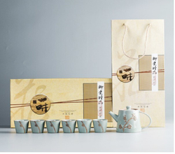 242100.2 Сервиз ГЭЯО "Сакура" зеленый, 1 чайник, 6 пиал , фарфор