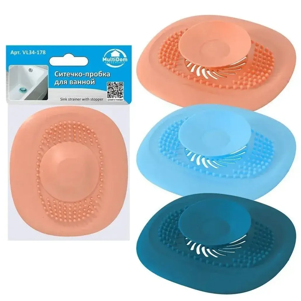 Ситечко-пробка для ванной. Размер 11см. 3цв