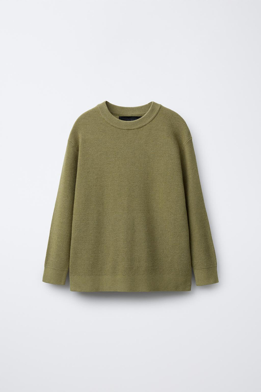 ZARA ТРИКОТАЖНЫЙ ДЖЕМПЕР, СВЕТЛЫЙ ХАКИ