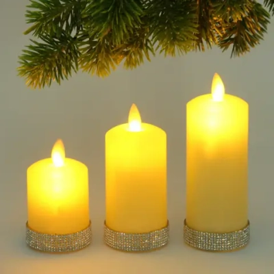 Сувенир с подсветкой «Свеча - Сияние» 5*7/9/12,5 см (набор 3 шт)