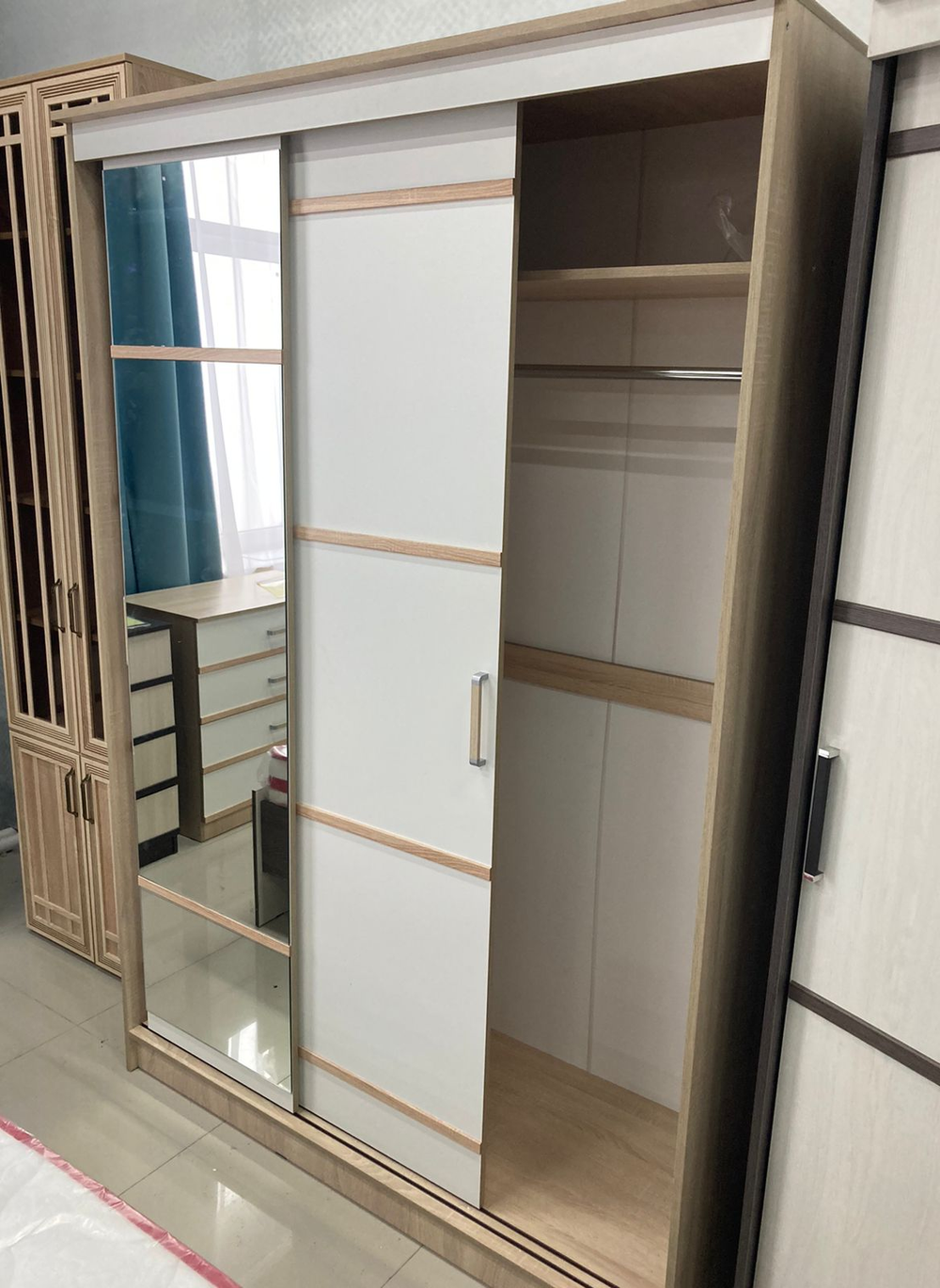 Шкаф-купе Сакура дуб сонома/белый  1500