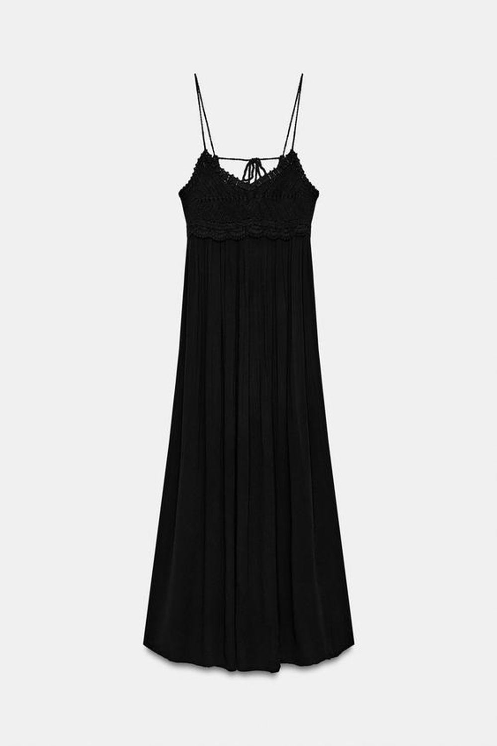 ZARA ДЛИННОЕ КОМБИНИРОВАННОЕ ПЛАТЬЕ, ЧЕРНЫЙ