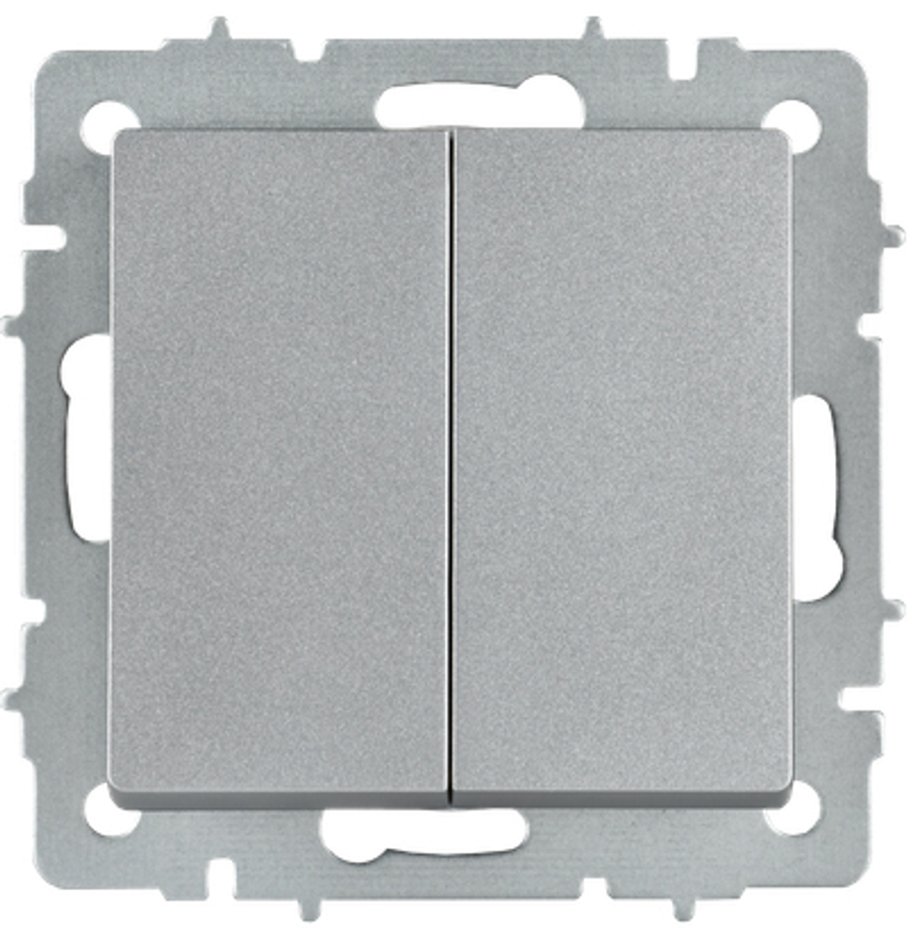 BRITE Выключатель 2-клавишный перекрестный 10А ВС10-2-3-БрА алюминий IEK