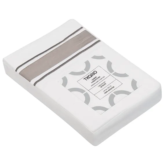 Набор из двух наволочек из сатина белого цвета с серым кантом Essential, 70х70 см