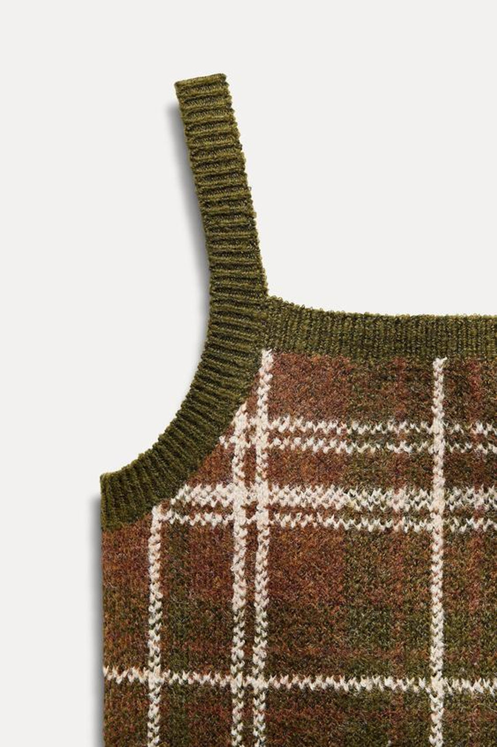 ZARA ТОП В КЛЕТКУ НА БРЕТЕЛЯХ, КОРИЧНЕВЫЙ