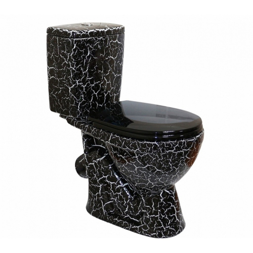Унитаз-компакт "Лира" черный кракелюр  (косой, нижн, сид. полип., арм) (Rosa)