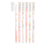 Ручка гелевая, пиши-стирай, Basir, синие чернила, серия "Персик", корпус с рисунком, 12 шт