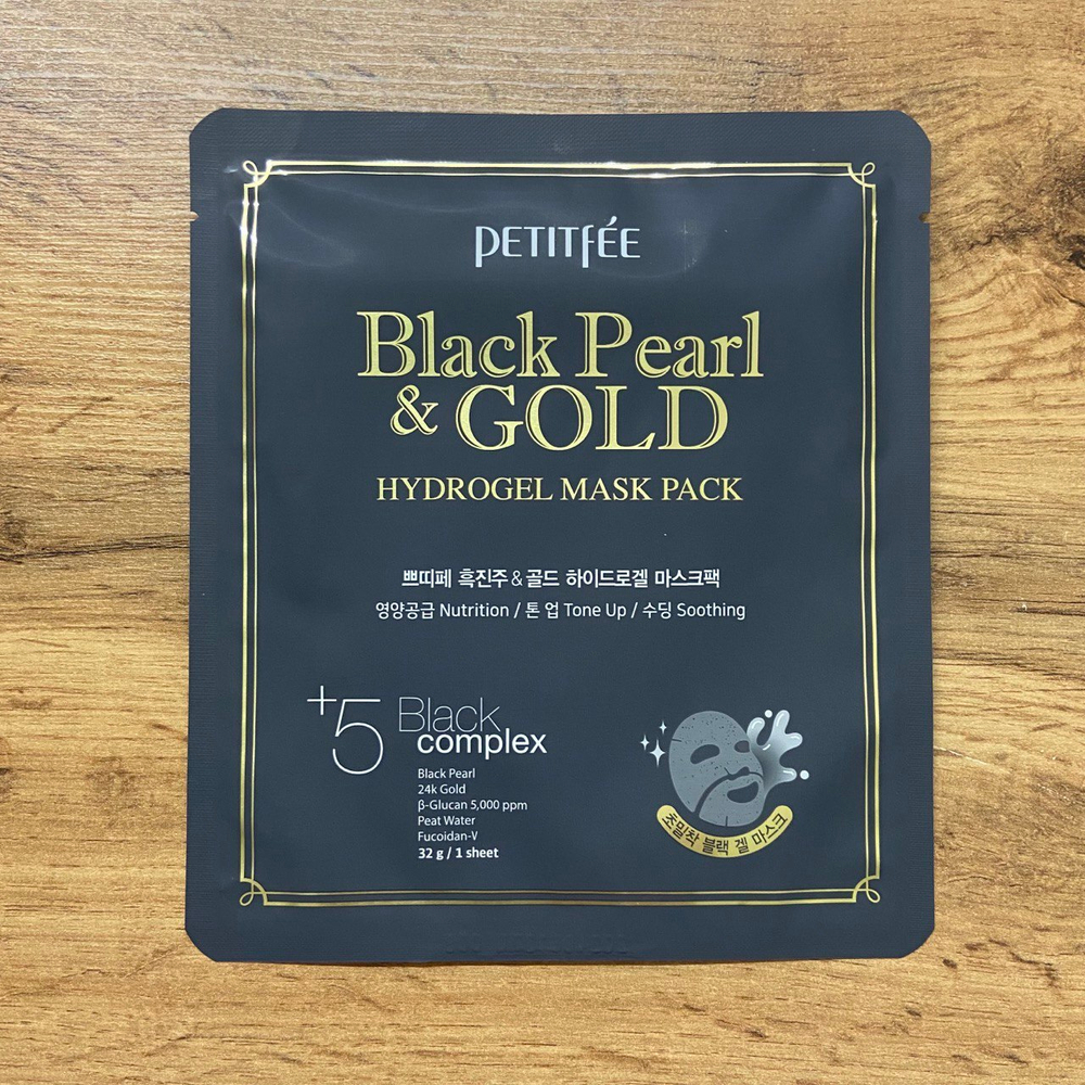 Маска для лица Petitfee Black Pearl & Gold Hydrogel Mask Pack гидрогелевая с черным жемчугом и золотом 32 г