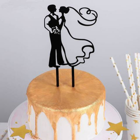 Топпер Пара на торт 12х12 см, цвет черный акрил