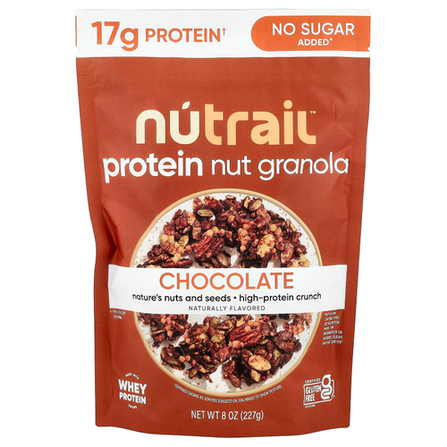 NuTrail, протеиновая гранола с орехами, шоколад, 227 г (8 унций)