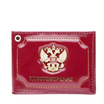 Обложка кожаная красная под удостоверение с мет.орлом