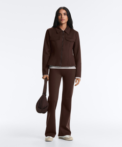 Oysho Куртка с эффектом неопрена в рубчик, коричневый