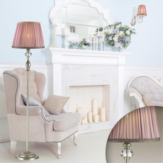 3393/1F CLASSIC ODL17 673 мат.золото/абажур ткань/хрусталь Торшер E14 40W 220V GAELLORI