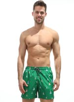 Зеленые пляжные шорты с принтом в виде парусников (Размер: L) (Цвет: зеленый)