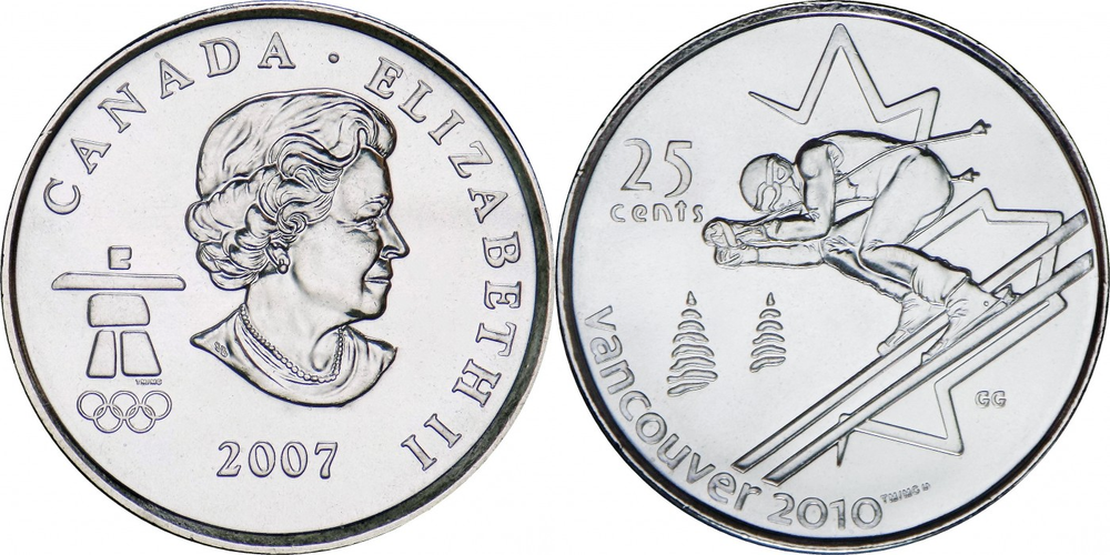 Канада 25 центов, 2007 XXI зимние Олимпийские Игры, Ванкувер 2010 - Горные лыжи