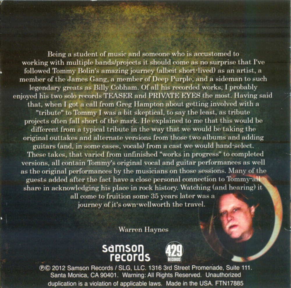 Tommy Bolin / The Definitive Teaser Collector's Edition (5CD)