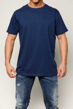 Мужская хлопковая футболка с круглым вырезом (Размер: XL) (Цвет: синий)