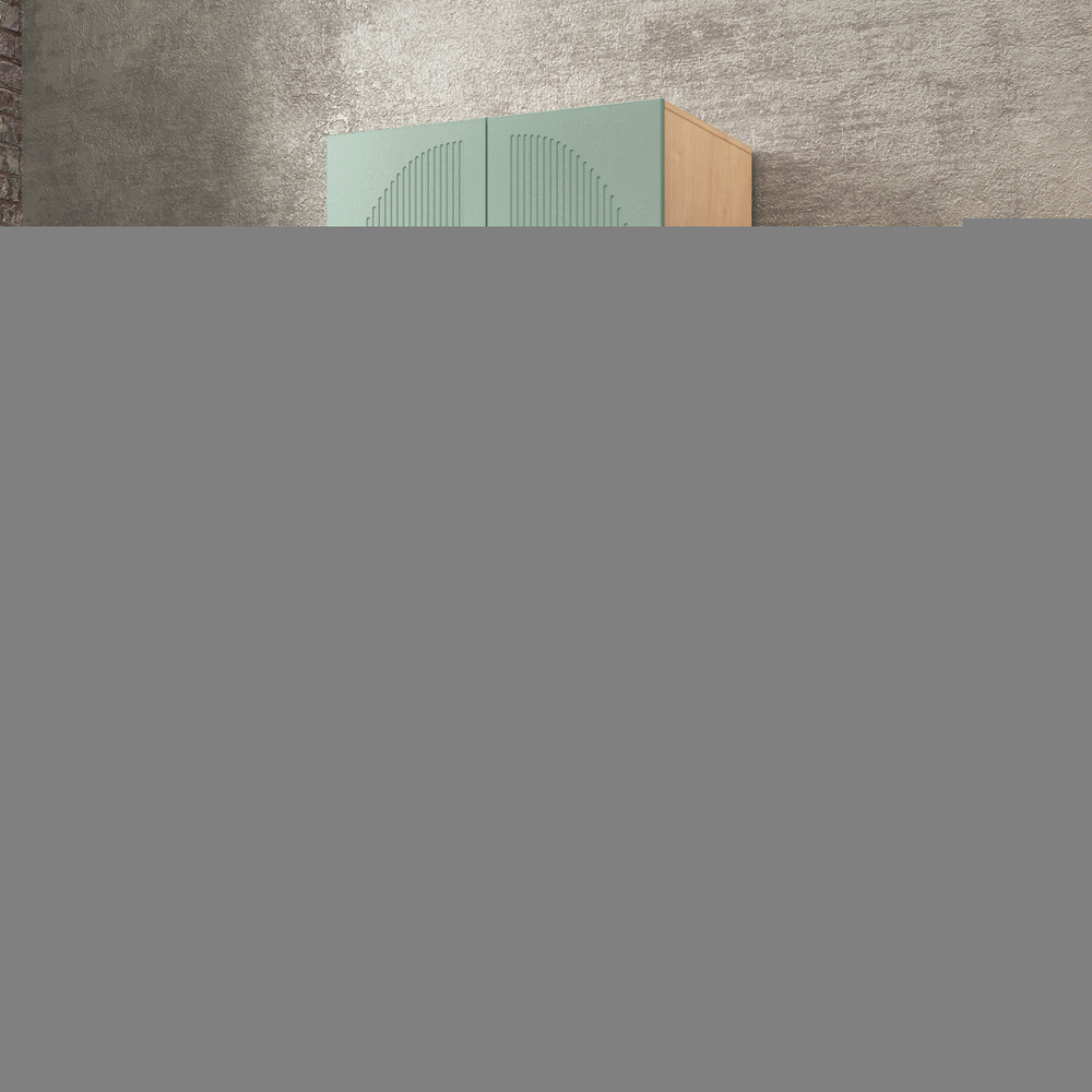 Шкаф Агератум МДФ двухсекционный Лайн шалфей (0,27) А10024 матовая - Дуб Сонома 3025  80*45*240