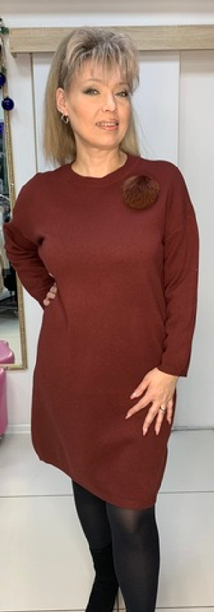 Терракотовое итальянское платье с помпоном