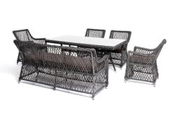 "Катания" обеденная группа плетеная на 6 персон, цвет графит