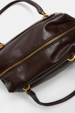 ZARA МИНИ СУМКА-БОУЛИНГ, КОРИЧНЕВЫЙ