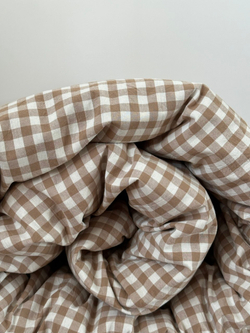 КПБ Дуэт с простыней на рез. 160х200 ВАРЕНЫЙ ХЛОПОК "Клетка бежевая"