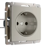 Розетка с заземлением и шторками (дымчатый матовый) W1271104