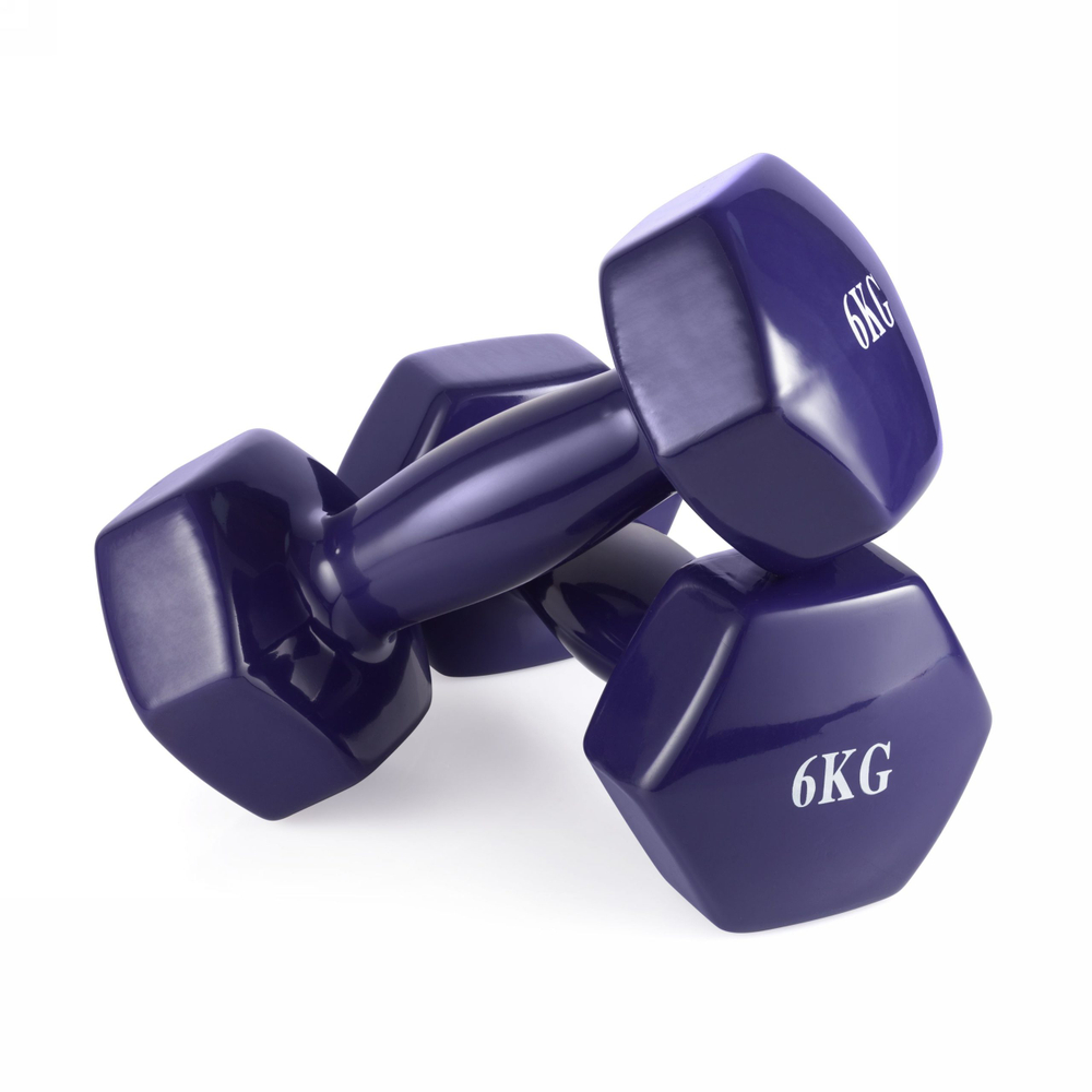 Гантель неразборная 6 кг. винил (2 штуки) VictoryFit VF-DV060-2