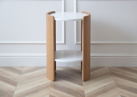 Столик Lagom D 43 см высота 64 см (белый, натуральный дуб)
