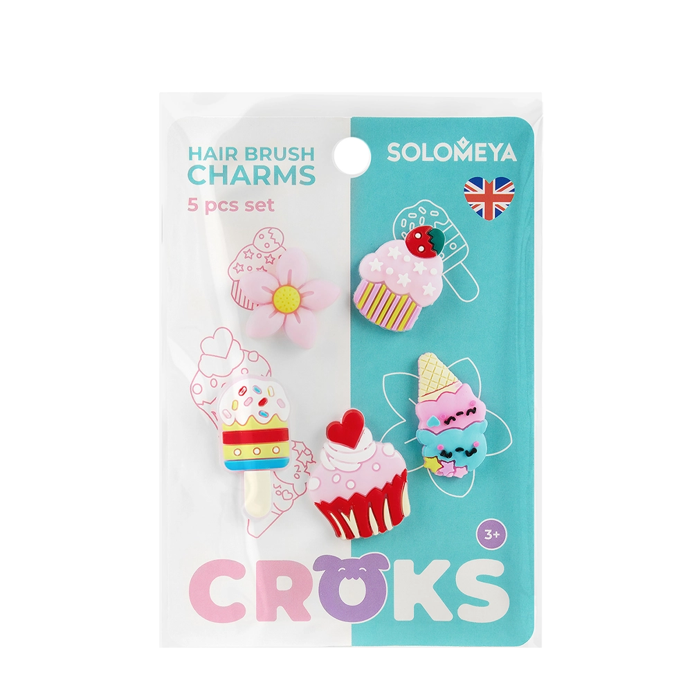 SOLOMEYA Набор украшений для расчески, Мороженое, 5 шт./Set of charms for hair brush, Ice