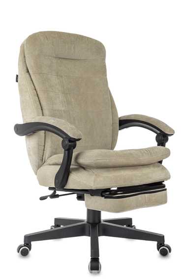 Кресло руководителя Бюрократ T-9950MSG-F Fabric песочный Light-21 крестов. пластик подст.для ног