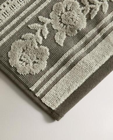 ZARA HOME ЖАККАРДОВОЕ БАННОЕ ПОЛОТЕНЦЕ ИЗ ВЕЛЮРА, ЗЕЛЕНЫЙ