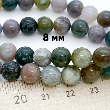 "Индийский агат" бусины (халцедон), диаметр 8,1-8,3 мм, цена за 22-23 шт (1/2 нити)