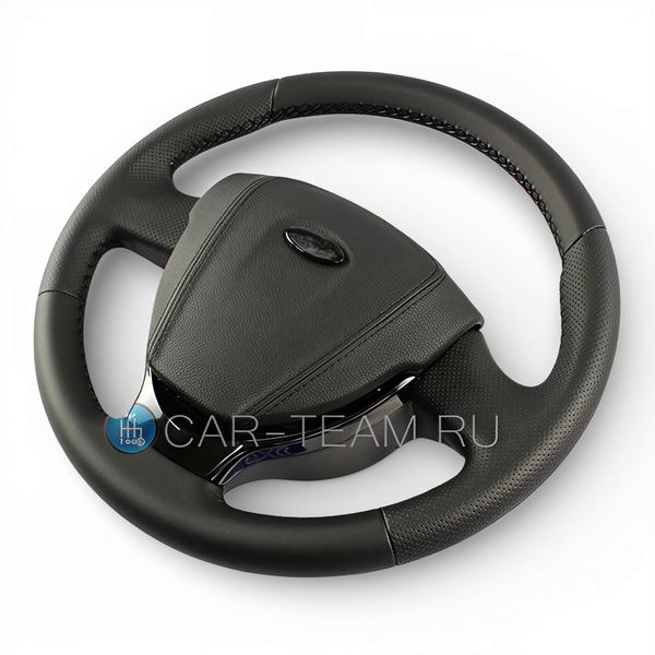 Руль на Лада Приора 2, Калина 2, Гранта в экокоже с муляжом подушки безопасности "Black Edition"
