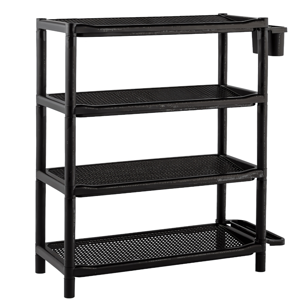 Этажерка для обуви "Элластик" широкая 4 полки 73*29*78 с подставкой для губки и зонта, цвет шоколад