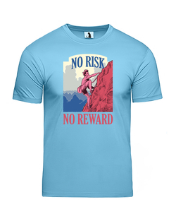 Футболка со скалолазом No risk No reward unisex голубая