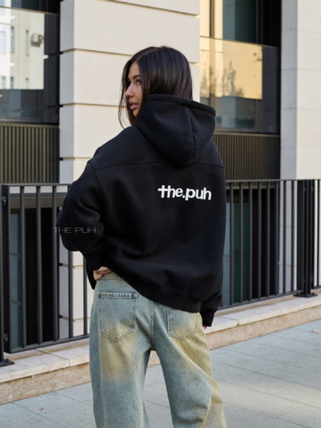 Худи на молнии в черном цвете