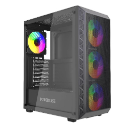 Корпус для компьютера Powercase Корпус Mistral S4B, Tempered Glass, 4x 120mm FRGB Fans, чёрный, ATX (CMSB-L4)