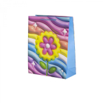 Пакет подарочный бумажный Alingar, (М) 18х23х10 см, вертикальный, "Объемный цветок", мат. ламинация, эфффект 3D, ассорти