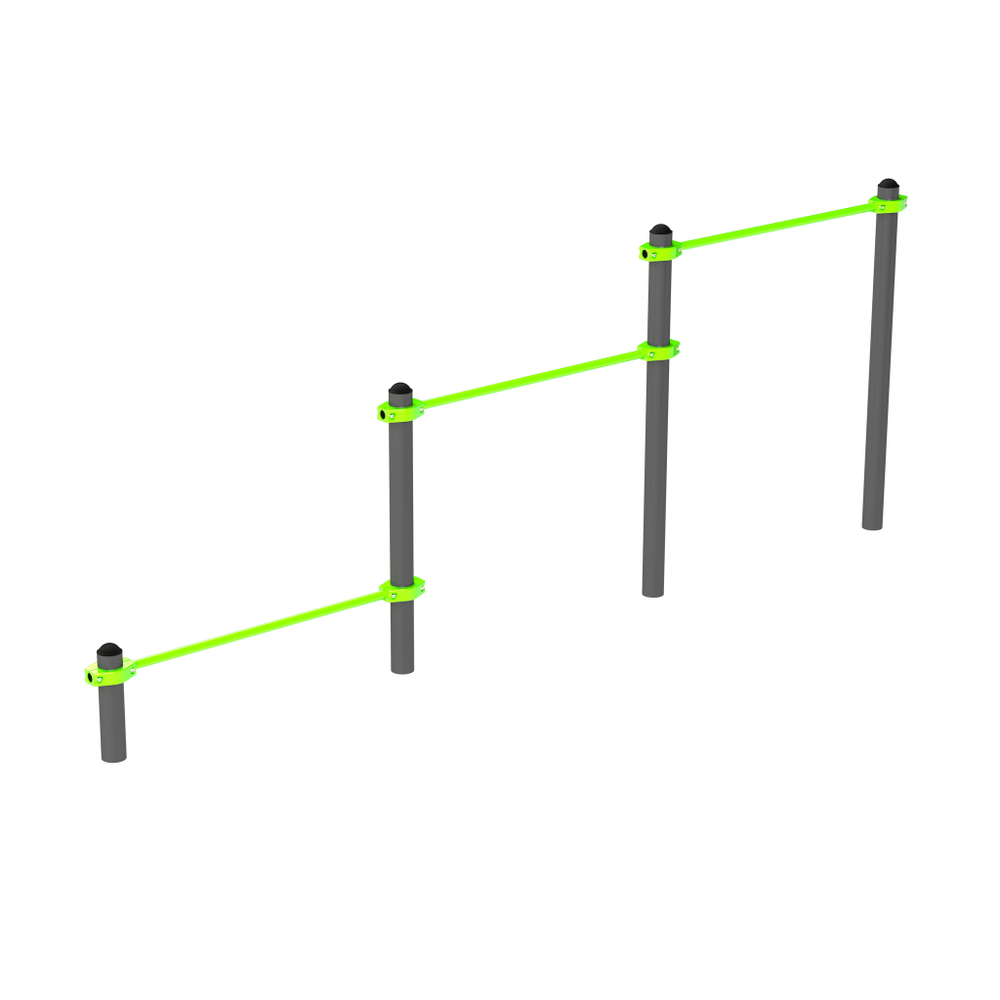 W347 Воркаут Тройной каскад турников для отжиманий и подтягиваний ZAVODSPORTA