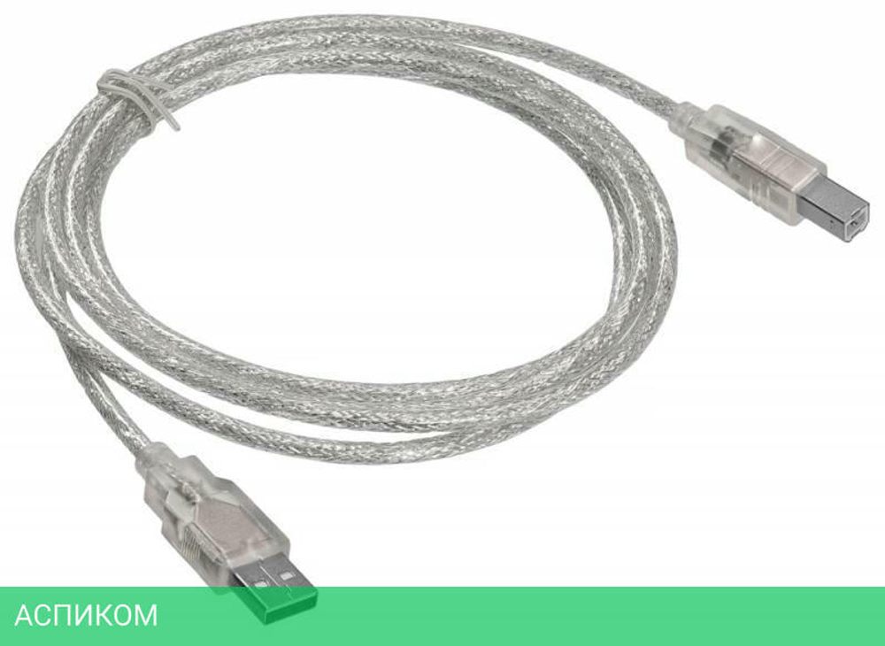 Кабель Buro USB2.0-AM/BM-Trans 1.8м прозрачный