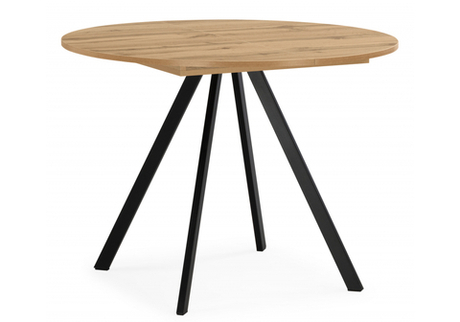 Стол деревянный Woodville Карпер 90(120) дуб вотан, черный матовый, ножки черные