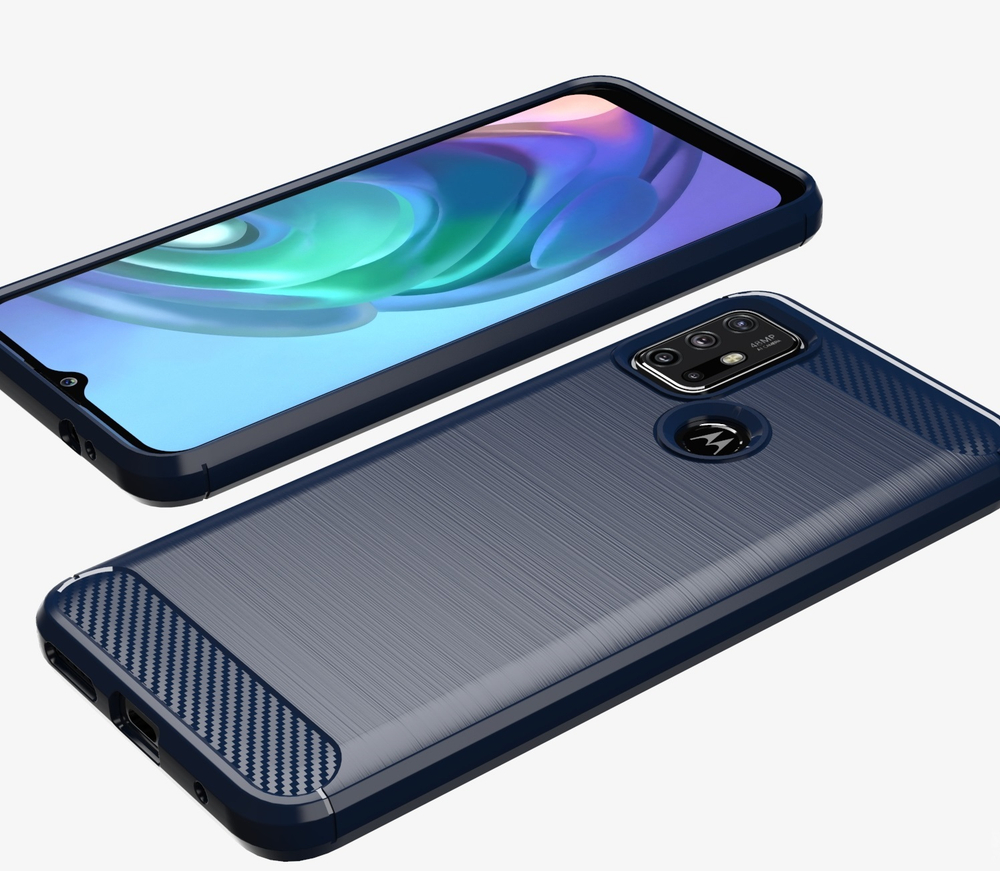 Мягкий защитный чехол синего цвета для Motorola Moto G30 с 2021 года, серии Carbon от Caseport