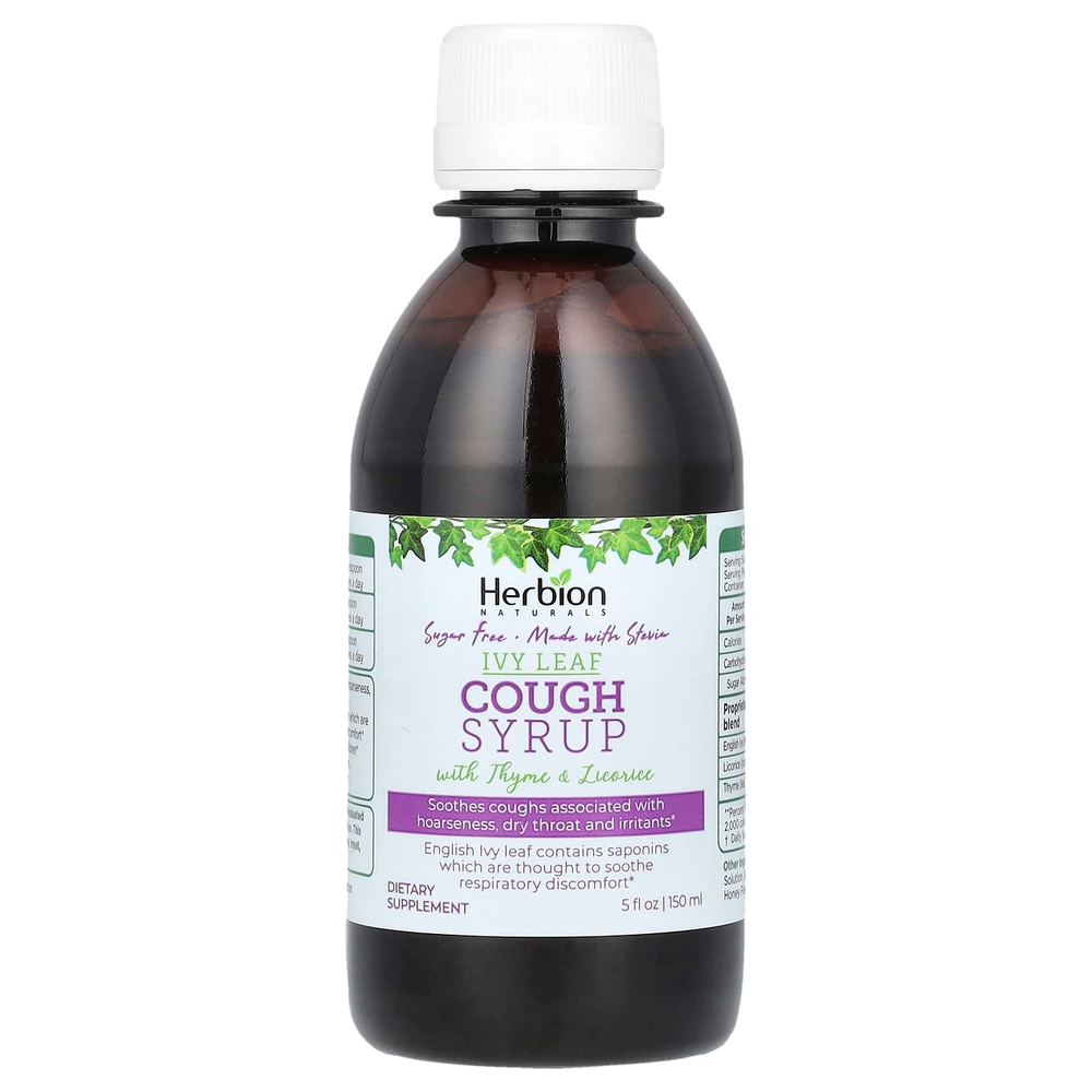 Herbion Naturals, Naturals, сироп от кашля из листьев плюща с чабрецом и солодкой, без сахара, 150 мл (5 жидк. унц.)
