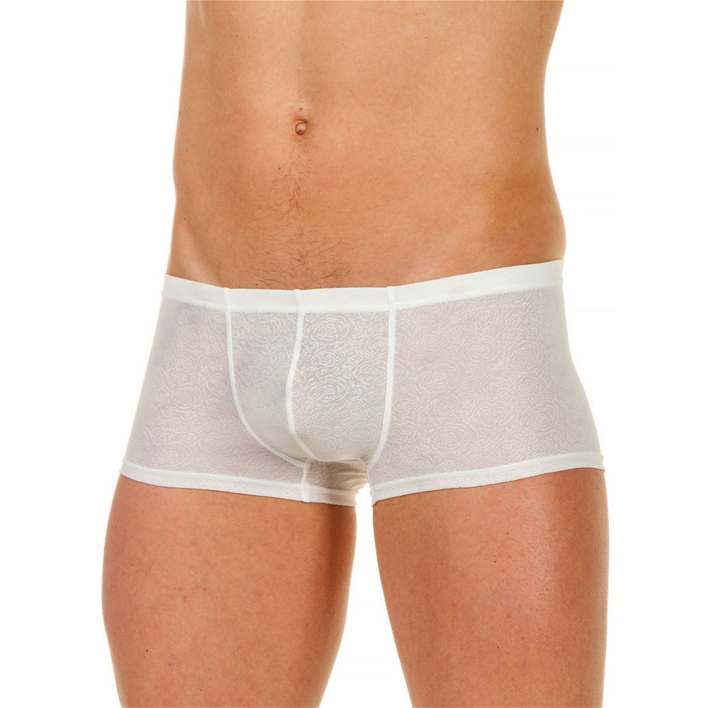 Мужские трусы-хипсы из ткани с текстурой в виде роз White Rose Boxer (Размер: M) (Цвет: белый)