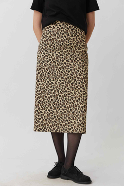 Юбка с разрезом с леопардовым принтом