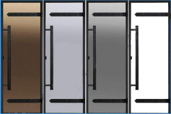 HARVIA Двери стеклянные LEGEND 7/19 черная коробка алюминий, стекло бронза, арт. DA71901L